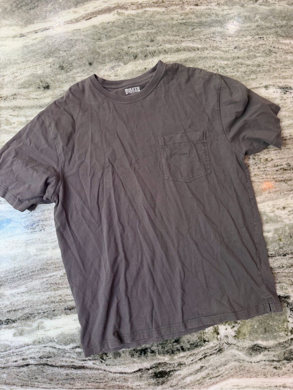 Duluth Trading Co Charcoal Short Sleeve Pocket Tee 100% Cotton